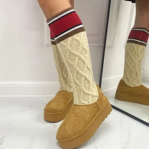 Primi Tacchi Asia - Stivaletto Eskimo Boots Calzino Alto Gomma Cuoio Fashion