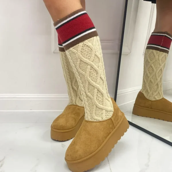 Primi Tacchi Asia - Stivaletto Eskimo Boots Calzino Alto Gomma Cuoio Fashion