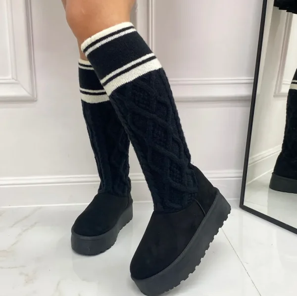 Primi Tacchi Asia - Stivaletto Eskimo Boots Calzino Alto Gomma Nero Sale