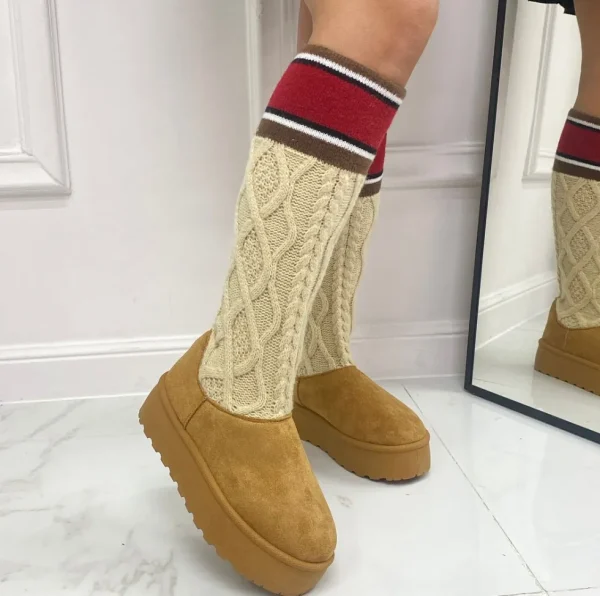 Primi Tacchi Asia - Stivaletto Eskimo Boots Calzino Alto Gomma Cuoio Fashion
