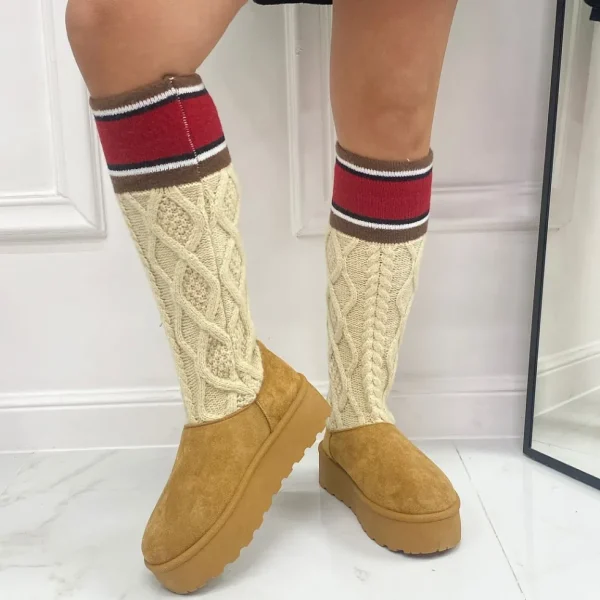 Primi Tacchi Asia - Stivaletto Eskimo Boots Calzino Alto Gomma Cuoio Fashion