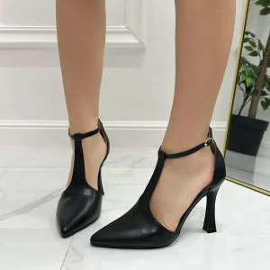 Primi Tacchi Aurora - Décolleté Donna Tacco Quadrato Punta Cinturino Nero Outlet