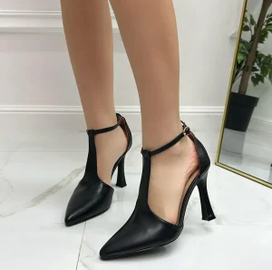 Primi Tacchi Aurora - Décolleté Donna Tacco Quadrato Punta Cinturino Nero Outlet