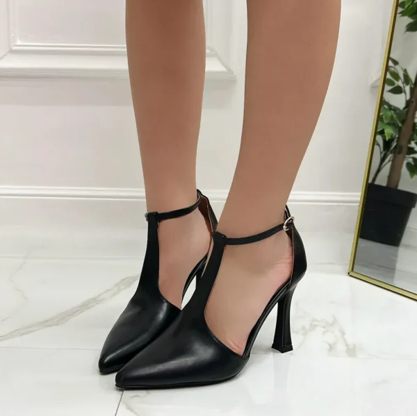 Primi Tacchi Aurora - Décolleté Donna Tacco Quadrato Punta Cinturino Nero Outlet