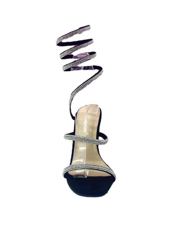 Primi Tacchi Ava - Sandalo Donna Scarpa Tacco Spillo Punta Strass Nero Fashion