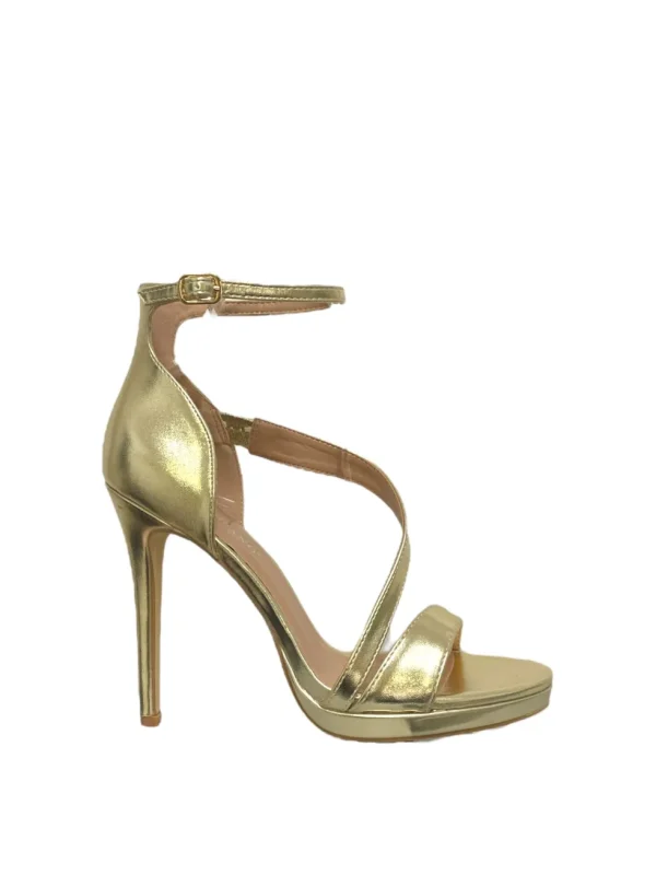 Primi Tacchi Azzurra - Sandali Donna Tacco Spillo Cinturino Plateau Oro Online