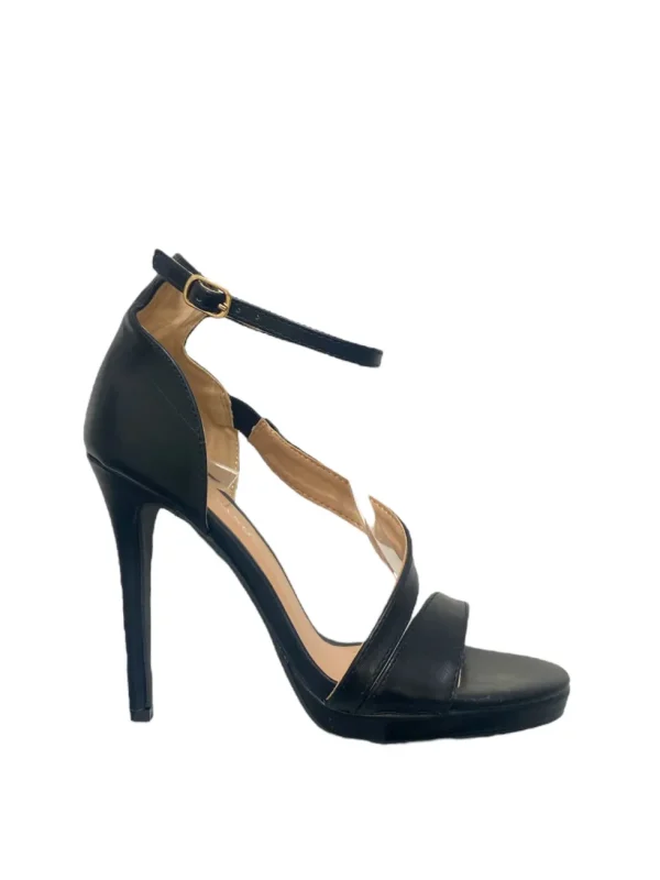 Primi Tacchi Azzurra - Sandali Donna Tacco Spillo Cinturino Plateau Nero Clearance
