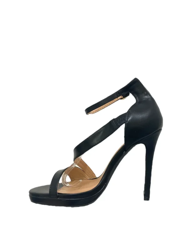 Primi Tacchi Azzurra - Sandali Donna Tacco Spillo Cinturino Plateau Nero Clearance