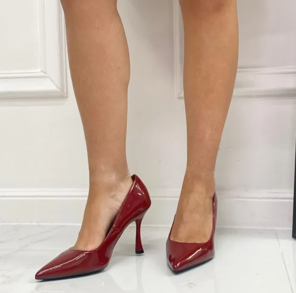 Primi Tacchi Bea - Décolleté Donna Tacco Spillo Punta Vernice Elegante Bordeaux Clearance