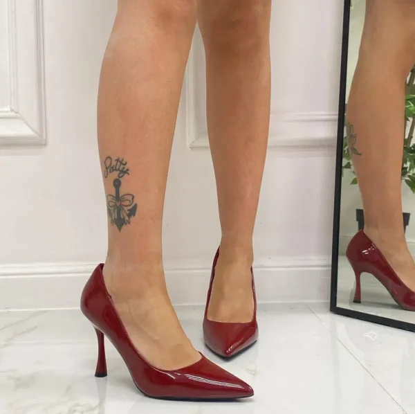 Primi Tacchi Bea - Décolleté Donna Tacco Spillo Punta Vernice Elegante Bordeaux Clearance