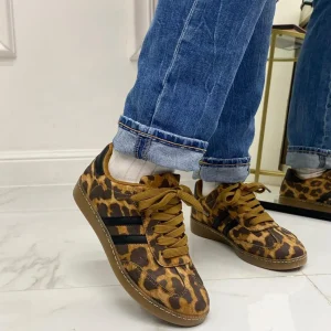 Primi Tacchi Bellamy - Sneakers Donna Scarpe Ginnastica Lacci Casual Comodo Leopard Sale
