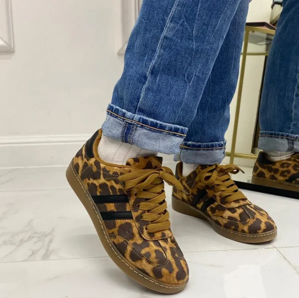 Primi Tacchi Bellamy - Sneakers Donna Scarpe Ginnastica Lacci Casual Comodo Leopard Sale