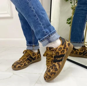 Primi Tacchi Bellamy - Sneakers Donna Scarpe Ginnastica Lacci Casual Comodo Leopard Sale