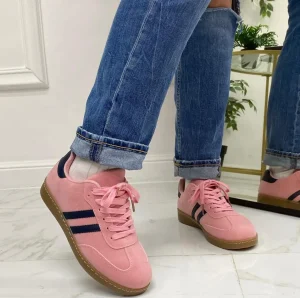 Primi Tacchi Bellamy - Sneakers Donna Scarpe Ginnastica Lacci Casual Comodo Rosa New