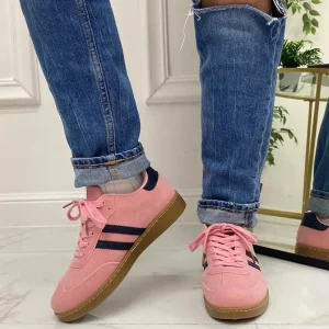 Primi Tacchi Bellamy - Sneakers Donna Scarpe Ginnastica Lacci Casual Comodo Rosa New