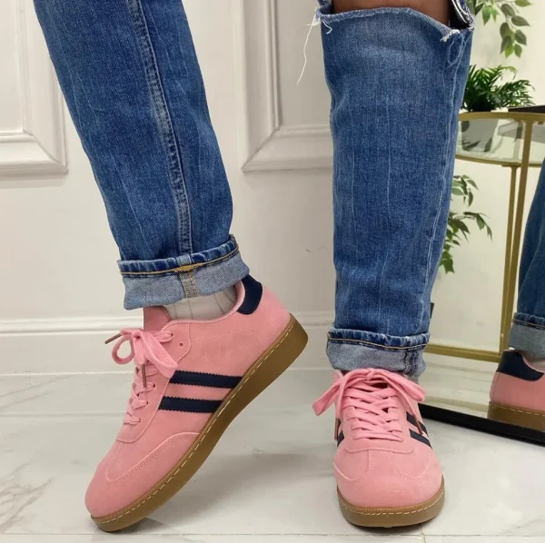 Primi Tacchi Bellamy - Sneakers Donna Scarpe Ginnastica Lacci Casual Comodo Rosa New