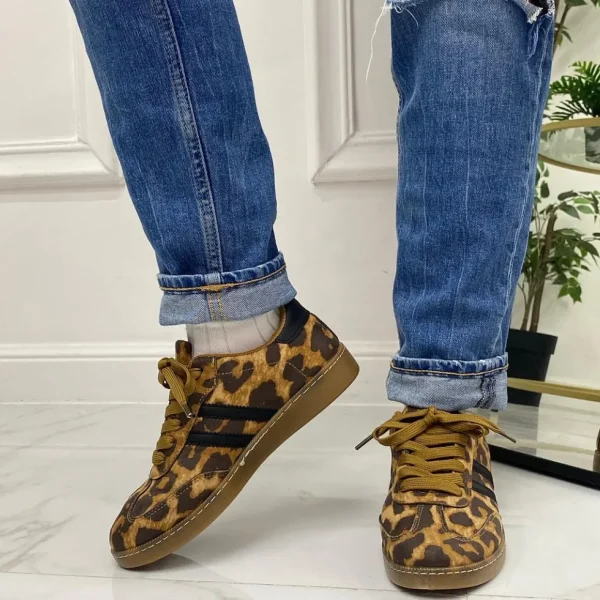 Primi Tacchi Bellamy - Sneakers Donna Scarpe Ginnastica Lacci Casual Comodo Leopard Sale