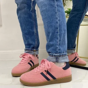 Primi Tacchi Bellamy - Sneakers Donna Scarpe Ginnastica Lacci Casual Comodo Rosa New