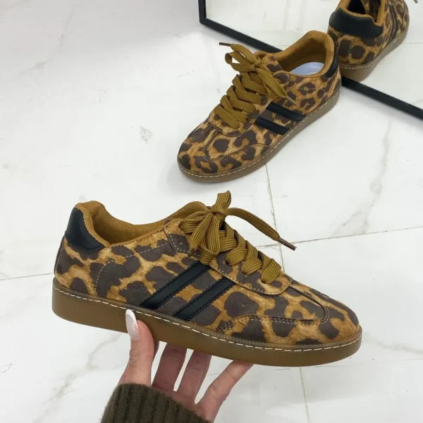 Primi Tacchi Bellamy - Sneakers Donna Scarpe Ginnastica Lacci Casual Comodo Leopard Sale