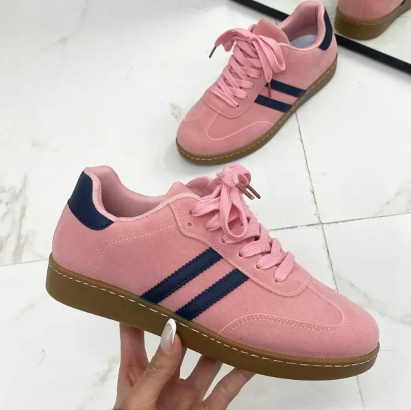 Primi Tacchi Bellamy - Sneakers Donna Scarpe Ginnastica Lacci Casual Comodo Rosa New