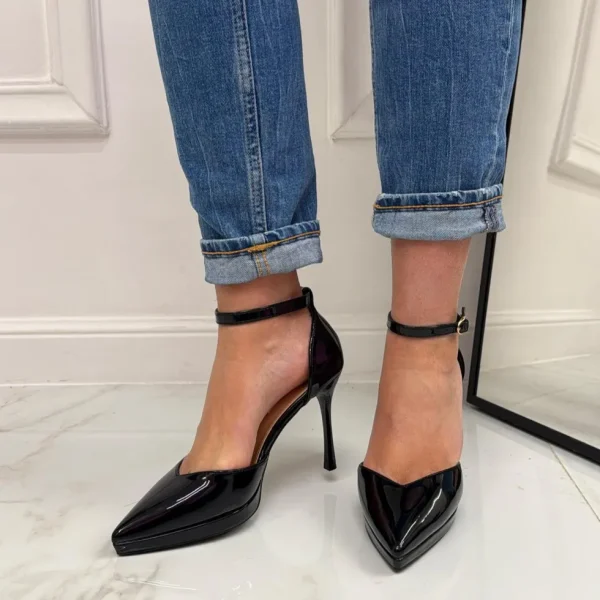 Primi Tacchi Belle - Décolleté Donna Tacco A Spillo Punta Vernice Elegante Nero Online