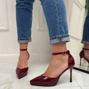 Primi Tacchi Belle - Décolleté Donna Tacco A Spillo Punta Vernice Elegante Bordeaux Discount