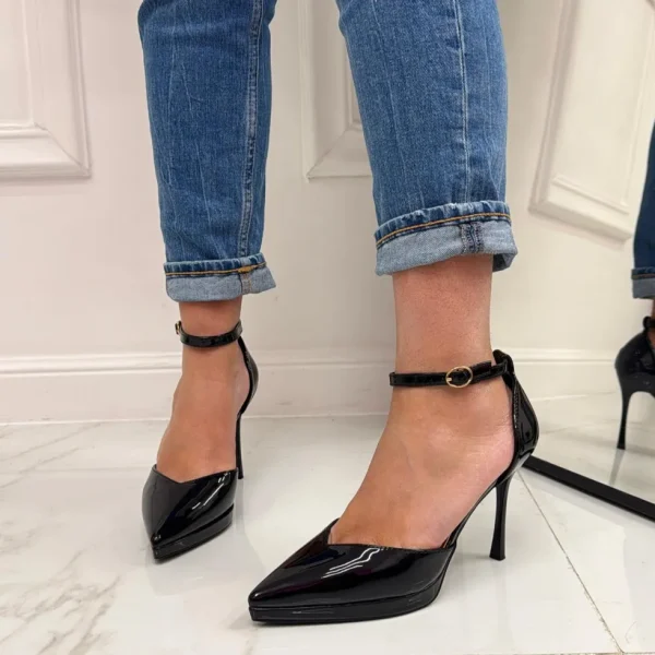 Primi Tacchi Belle - Décolleté Donna Tacco A Spillo Punta Vernice Elegante Nero Online