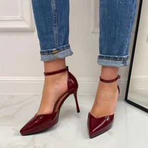 Primi Tacchi Belle - Décolleté Donna Tacco A Spillo Punta Vernice Elegante Bordeaux Discount