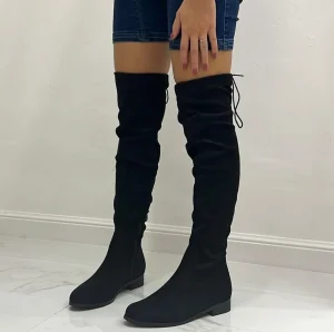Primi Tacchi Bess - Stivale Alto Elasticizzato Regolabile Comodo Casual Nero Sale