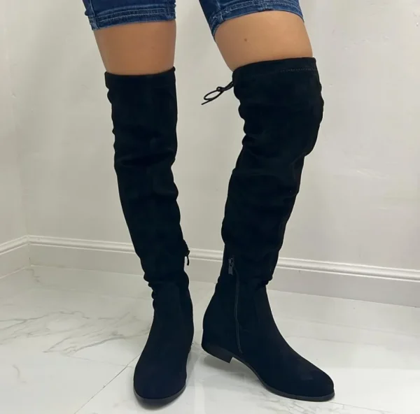Primi Tacchi Bess - Stivale Alto Elasticizzato Regolabile Comodo Casual Nero Sale