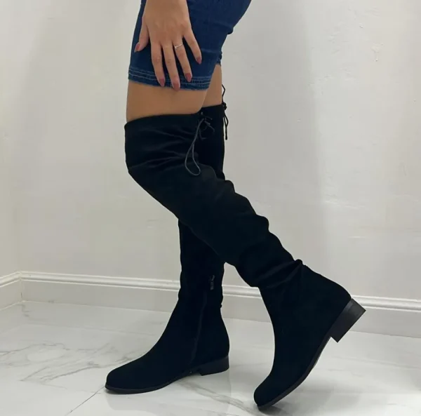 Primi Tacchi Bess - Stivale Alto Elasticizzato Regolabile Comodo Casual Nero Sale
