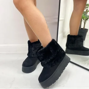 Primi Tacchi Betty -Stivaletto Eskimo Boots Comodo Pelliccia Gomma Alta Casual Cald New