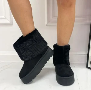 Primi Tacchi Betty -Stivaletto Eskimo Boots Comodo Pelliccia Gomma Alta Casual Cald New