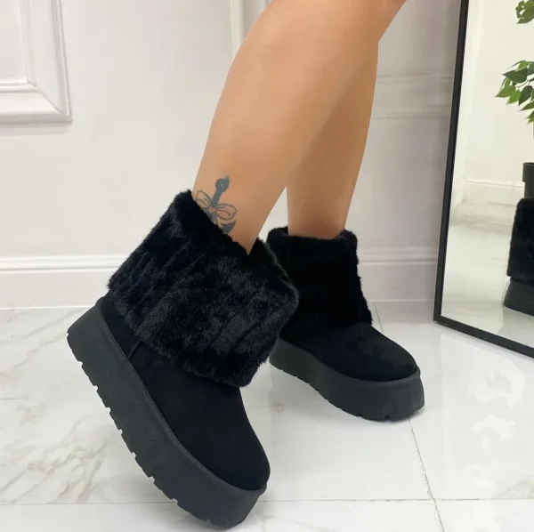Primi Tacchi Betty -Stivaletto Eskimo Boots Comodo Pelliccia Gomma Alta Casual Cald New