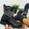 Primi Tacchi Bibi - Stivaletti Bassi Borchie Fibbie Casual Comodo Nero Clearance