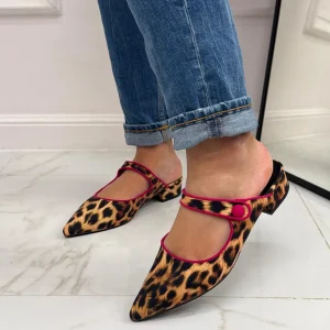 Primi Tacchi Birk - Sabot Pantofolina Donna Punta Tallone Scoperto LEOPARD-FUCSIA Discount