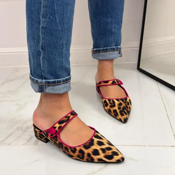 Primi Tacchi Birk - Sabot Pantofolina Donna Punta Tallone Scoperto LEOPARD-FUCSIA Discount