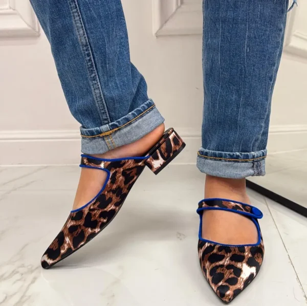 Primi Tacchi Birk - Sabot Pantofolina Donna Punta Tallone Scoperto Leopard-blu Outlet