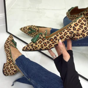 Primi Tacchi Blade - Scarpa Donna Ballerina Tacco Leopardato Hot