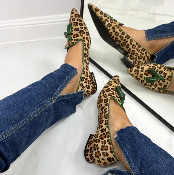 Primi Tacchi Blade - Scarpa Donna Ballerina Tacco Leopardato Hot