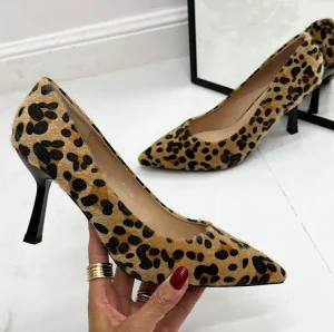 Primi Tacchi Carola - Décolleté Donna Tacco Spillo Punta Leopardato Sale