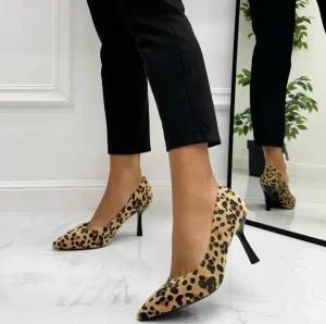 Primi Tacchi Carola - Décolleté Donna Tacco Spillo Punta Leopardato Sale