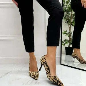 Primi Tacchi Carola - Décolleté Donna Tacco Spillo Punta Leopardato Sale