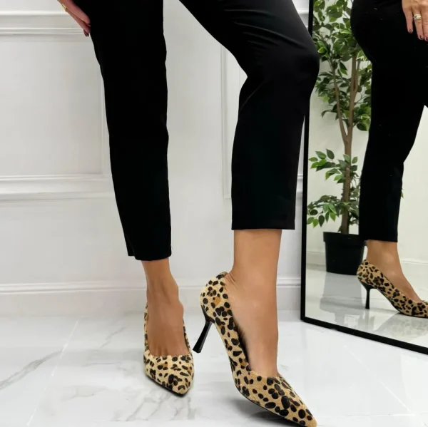 Primi Tacchi Carola - Décolleté Donna Tacco Spillo Punta Leopardato Sale