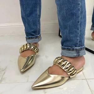 Primi Tacchi Cecilia - Sabot Donna Punta Scarpe Casual Oro Hot