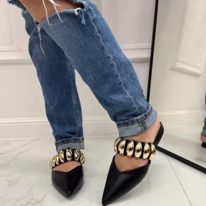 Primi Tacchi Cecilia - Sabot Donna Punta Scarpe Casual Nero Hot