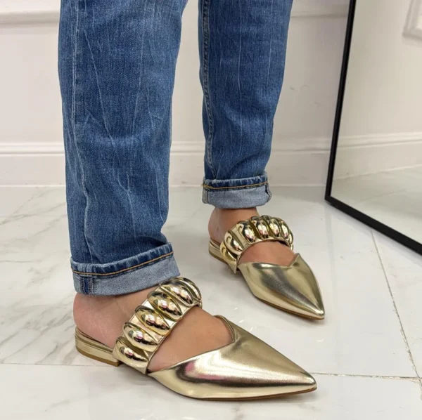 Primi Tacchi Cecilia - Sabot Donna Punta Scarpe Casual Oro Hot