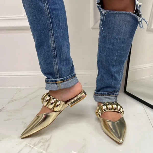 Primi Tacchi Cecilia - Sabot Donna Punta Scarpe Casual Oro Hot