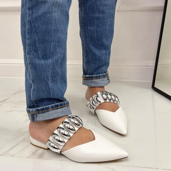 Primi Tacchi Cecilia - Sabot Donna Punta Scarpe Casual Bianco Clearance