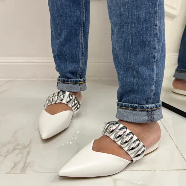 Primi Tacchi Cecilia - Sabot Donna Punta Scarpe Casual Bianco Clearance